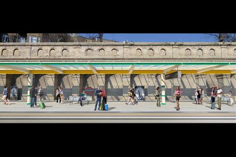 Buckley Gray Yeoman - plans for South Kensington Tube station - new canopy over platform brought back into use